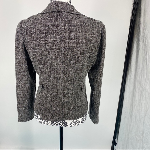 Courtenay vintage tweed black gray button blazer shoulder pads. Work career - Picture 8 of 9